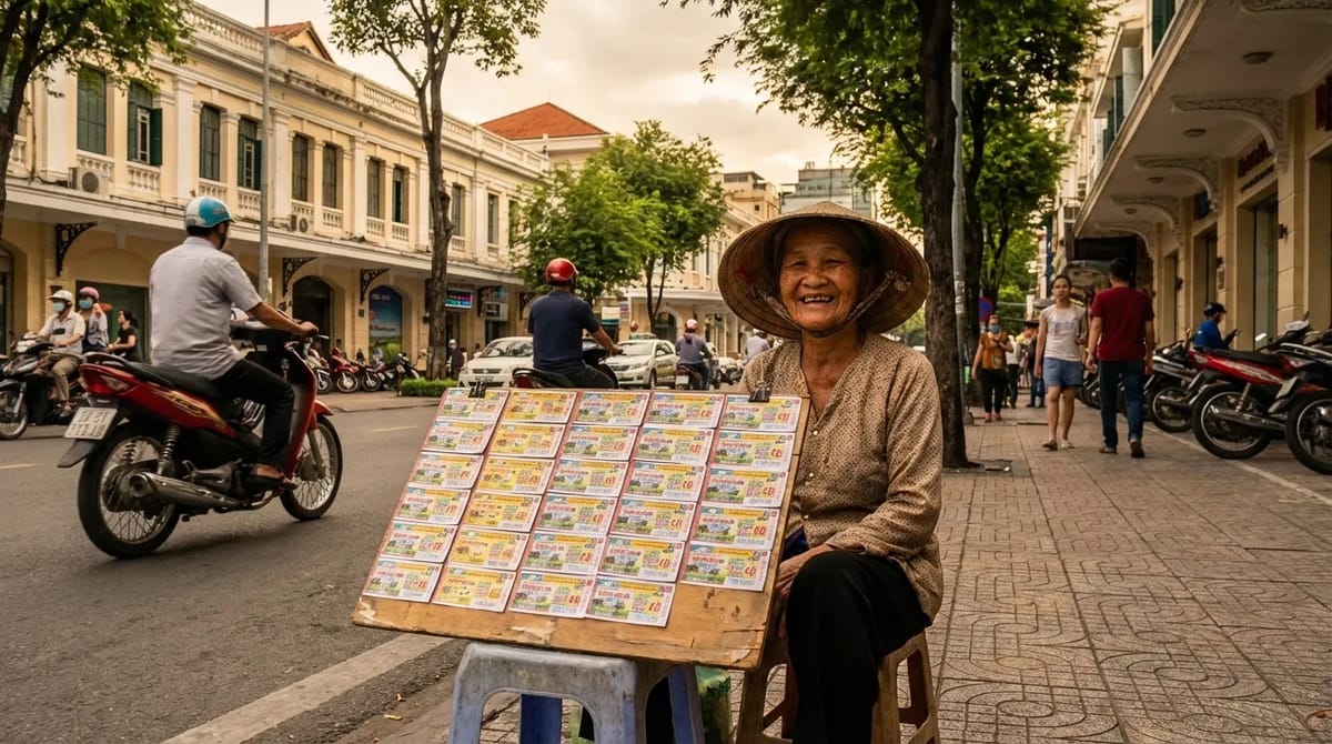 Vietnam street lottery vendor